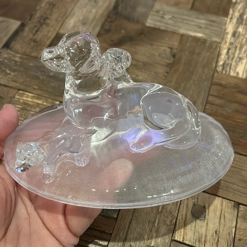 Labrador 2 Puppies Glass Paperweight